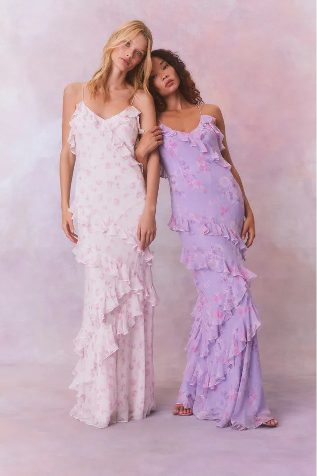 Women LoveShackFancy Dresses Rialto Fragrance Print Maxi Dress Hibiscus