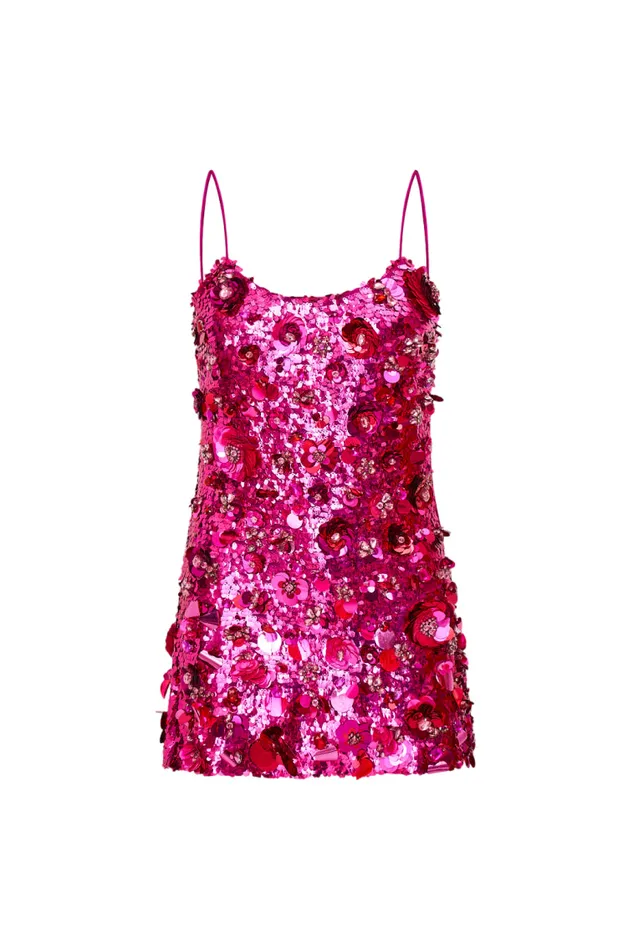 Women LoveShackFancy Dresses Rutherford Sequin Mini Dress Rouge Poppy