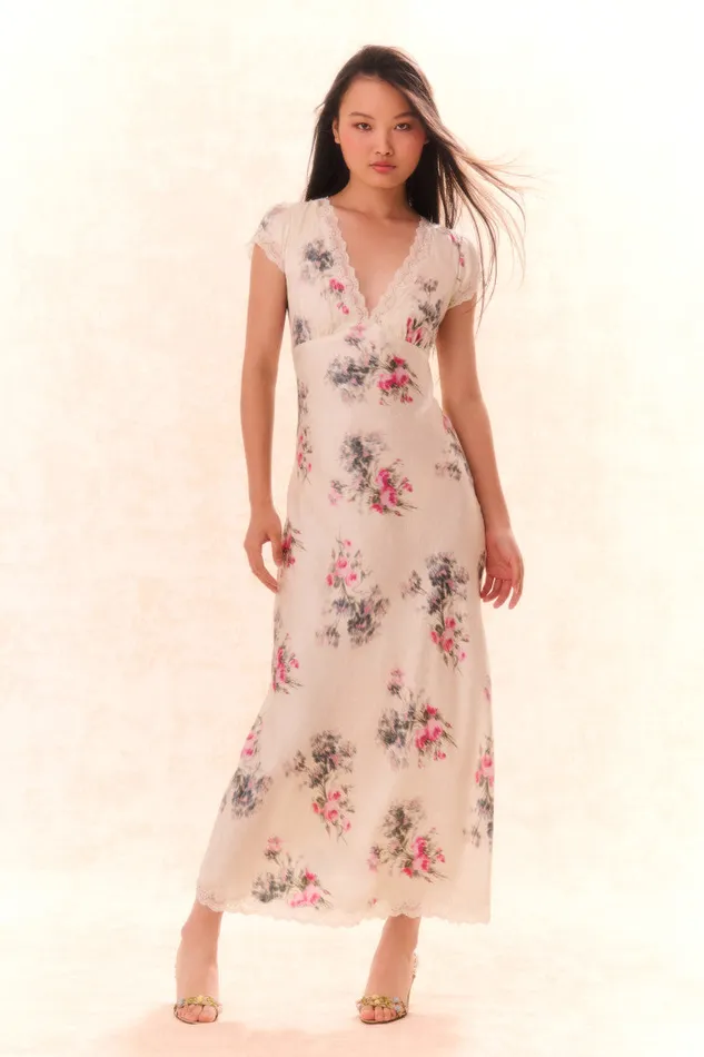Women LoveShackFancy Dresses Theodore Printed Maxi Dress French Ivory Women LoveShackFancy Dresses Theodore Printed Maxi Dress French Ivory