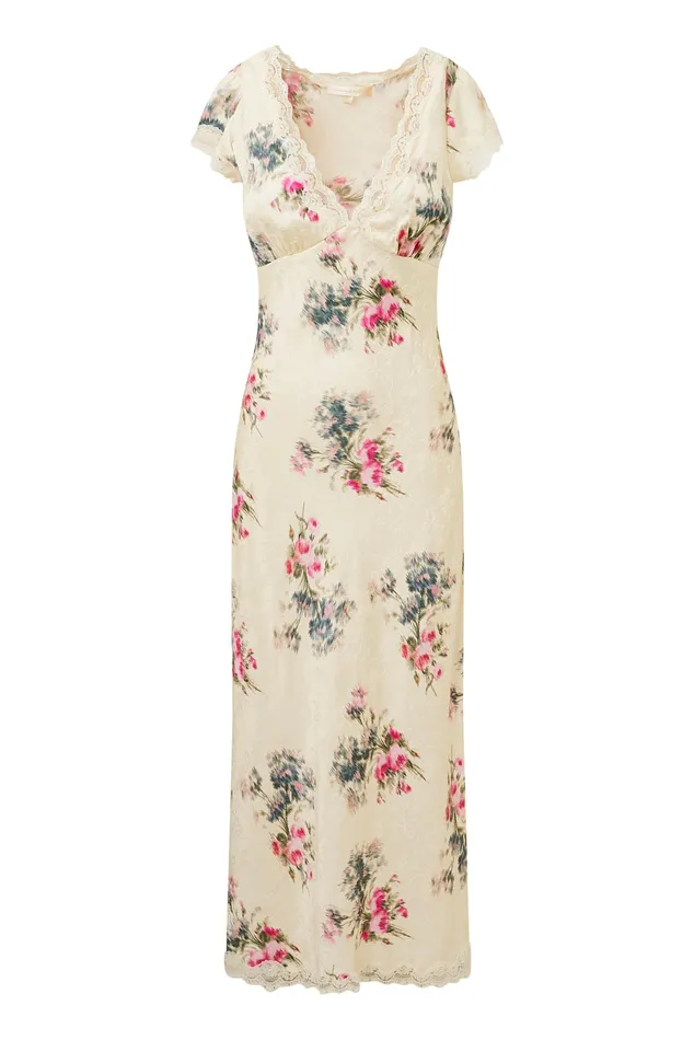 Women LoveShackFancy Dresses Theodore Printed Maxi Dress French Ivory Women LoveShackFancy Dresses Theodore Printed Maxi Dress French Ivory