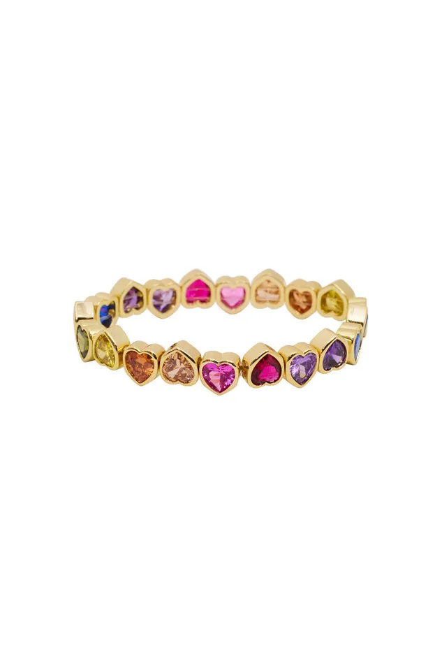 Women LoveShackFancy Jewelry Erin Wachs Large Heart Stretch Bracelet Multi