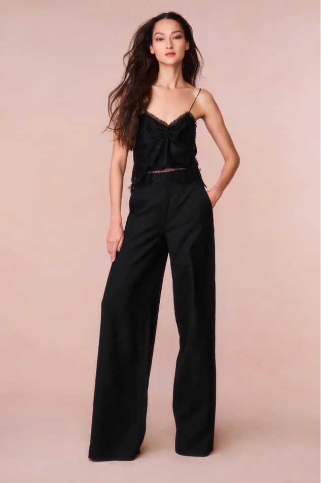 Women LoveShackFancy Pants and Shorts Samuela Wide Leg Trouser Black