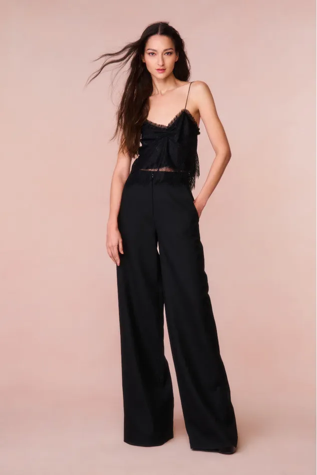 Women LoveShackFancy Pants and Shorts Samuela Wide Leg Trouser Black