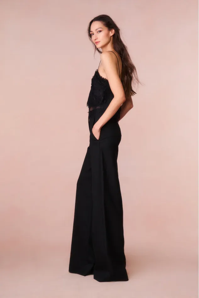 Women LoveShackFancy Pants and Shorts Samuela Wide Leg Trouser Black