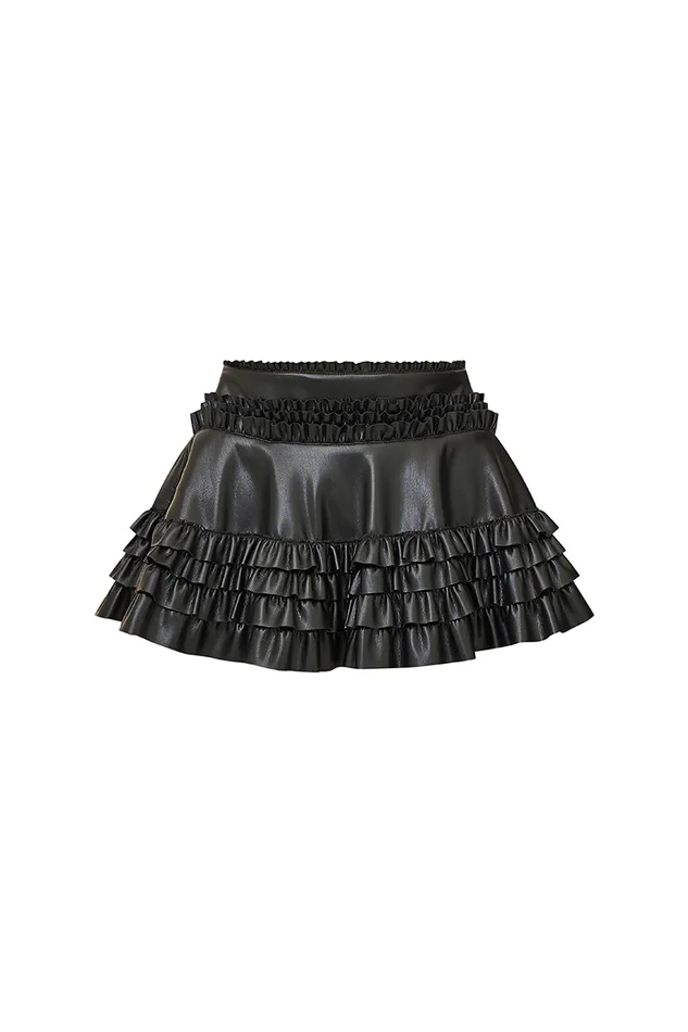 Women LoveShackFancy Skirts Audria Vegan Leather Skirt Black
