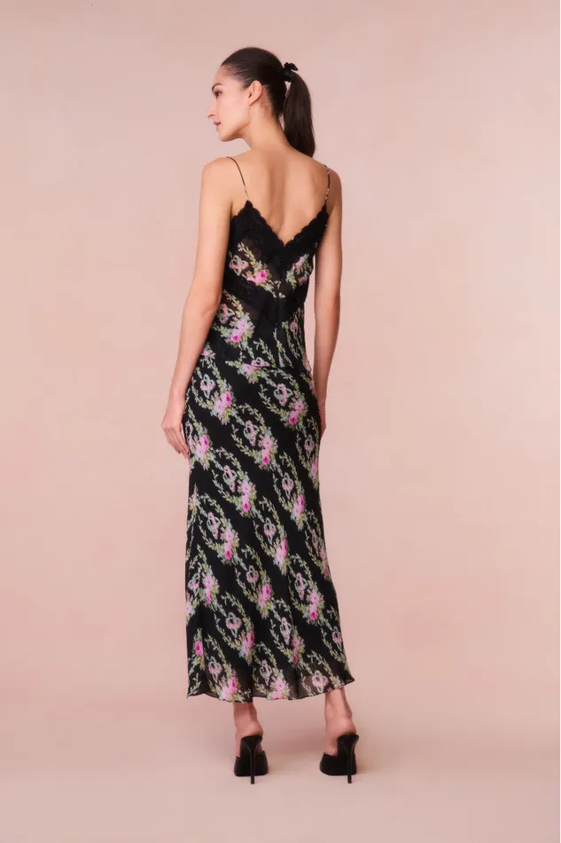 Women LoveShackFancy Skirts Castle Floral Maxi Skirt Black Coffee
