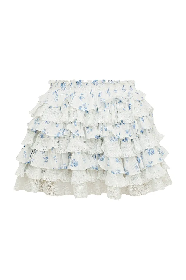 Women LoveShackFancy Skirts Citron Cotton Floral Skirt Ashen Blue