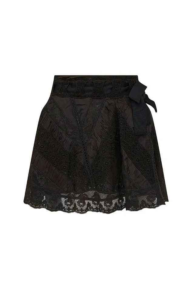 Women LoveShackFancy Skirts Shayda Lace Mini Skirt Black