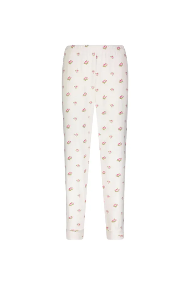 Women LoveShackFancy Sleepwear Polka Dot England Joggers Cream Vintage Rose Print