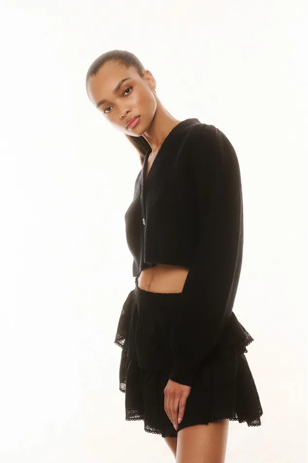 Women LoveShackFancy Sweaters Avignon Crop Cardigan Black