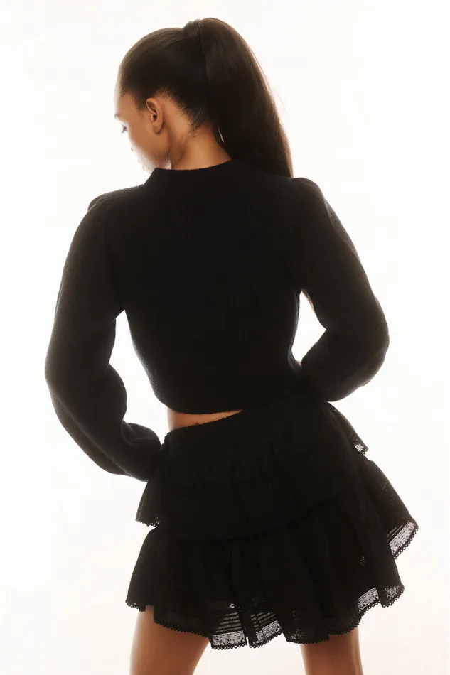 Women LoveShackFancy Sweaters Avignon Crop Cardigan Black