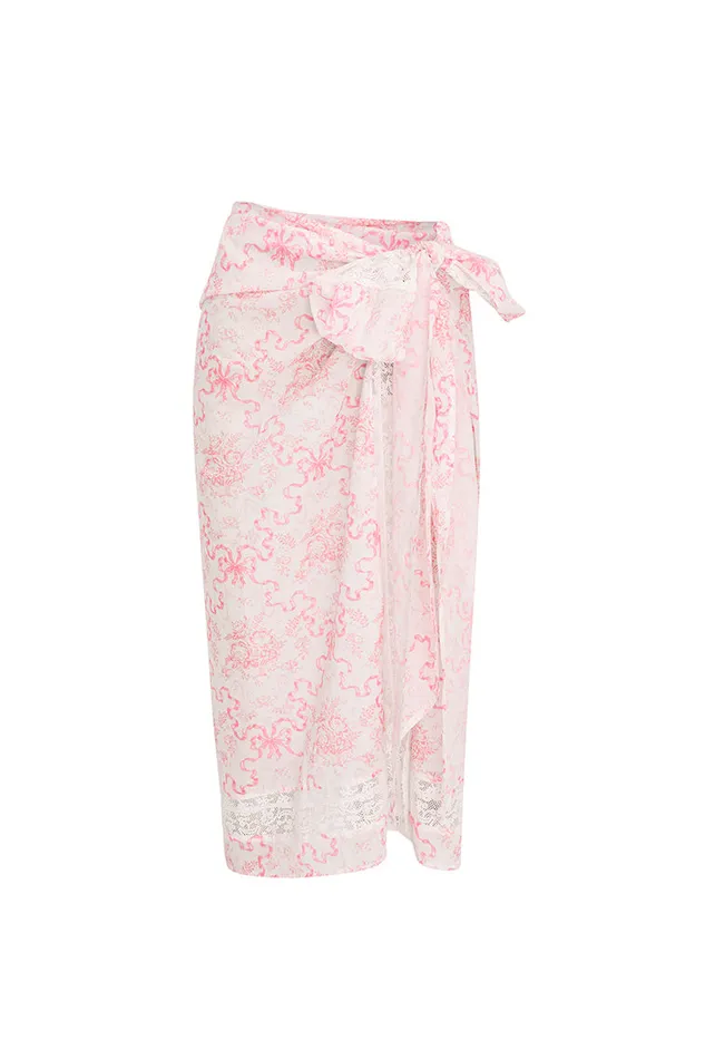 Women LoveShackFancy Swim Emabella Whimsical Bow Pareo Bubblegum Blast Women LoveShackFancy Swim Emabella Whimsical Bow Pareo Bubblegum Blast