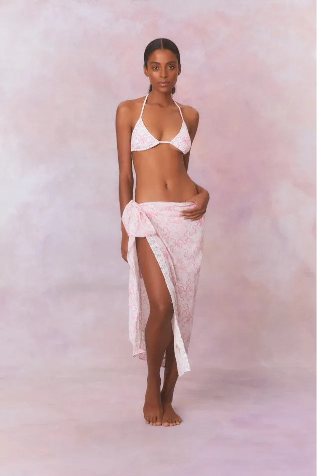 Women LoveShackFancy Swim Emabella Whimsical Bow Pareo Bubblegum Blast Women LoveShackFancy Swim Emabella Whimsical Bow Pareo Bubblegum Blast