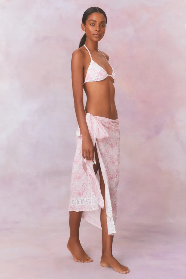 Women LoveShackFancy Swim Emabella Whimsical Bow Pareo Bubblegum Blast Women LoveShackFancy Swim Emabella Whimsical Bow Pareo Bubblegum Blast