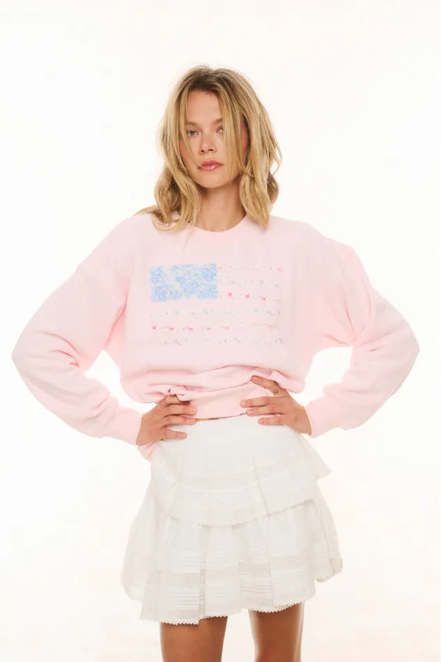 Women LoveShackFancy Tees and Fleece Palo Americana Fleece Pullover Wistful Pink