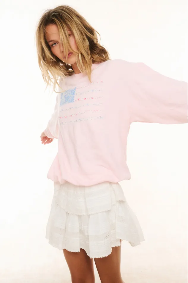 Women LoveShackFancy Tees and Fleece Palo Americana Fleece Pullover Wistful Pink