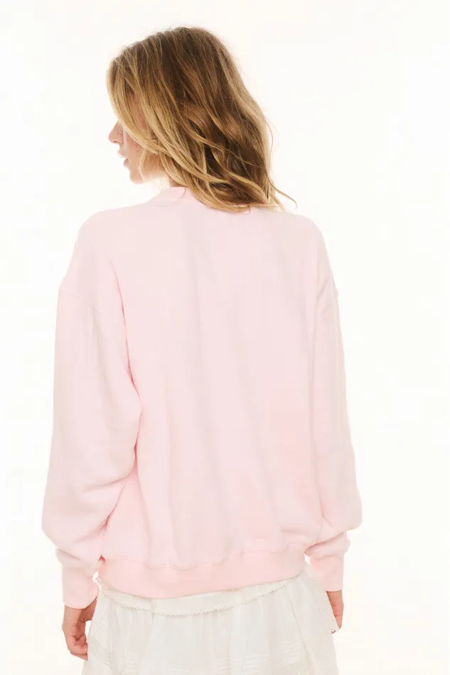 Women LoveShackFancy Tees and Fleece Palo Americana Fleece Pullover Wistful Pink