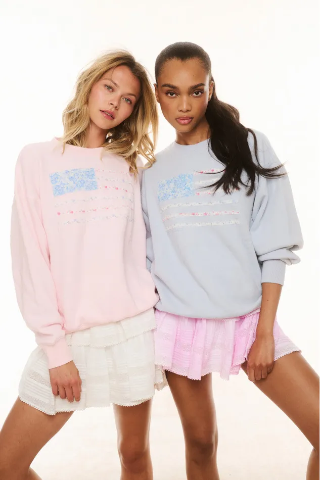 Women LoveShackFancy Tees and Fleece Palo Americana Fleece Pullover Wistful Pink