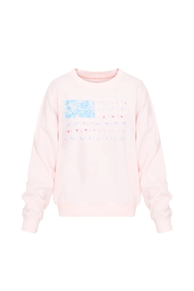 Women LoveShackFancy Tees and Fleece Palo Americana Fleece Pullover Wistful Pink
