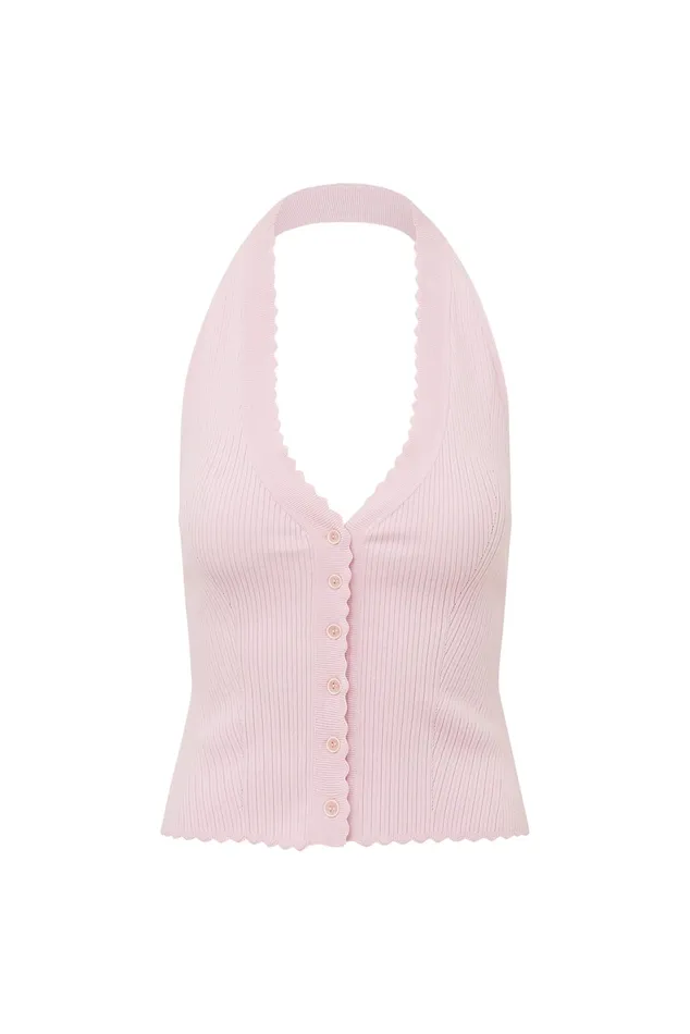 Women LoveShackFancy Tops Eterna Halter Knit Top Cherry Blossom