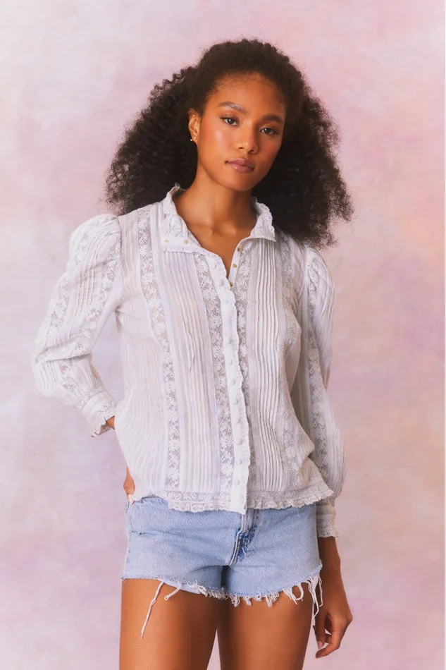 Women LoveShackFancy Tops Jacque Top Moonstone