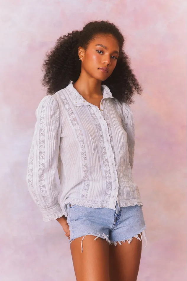 Women LoveShackFancy Tops Jacque Top Moonstone