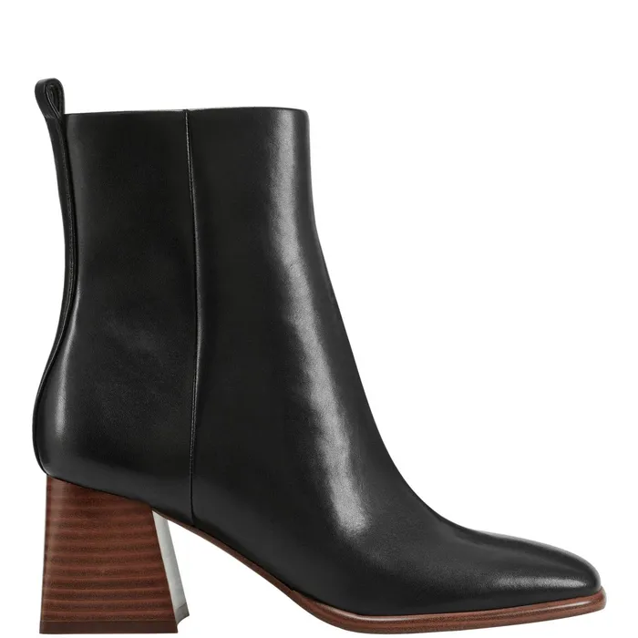 Women Marc Fisher Booties Floria Square Toe Bootie Black Leather