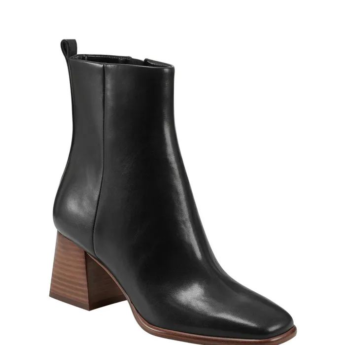 Women Marc Fisher Booties Floria Square Toe Bootie Black Leather