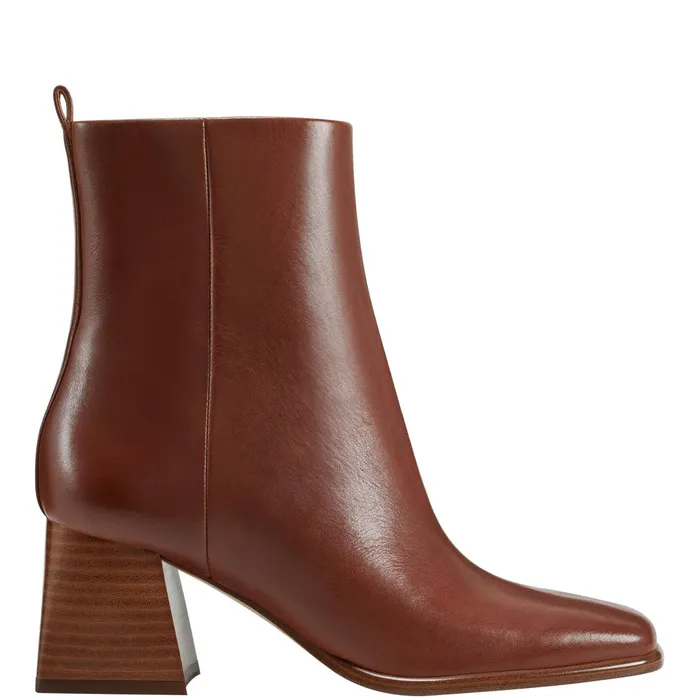 Women Marc Fisher Boots and Booties Floria Square Toe Bootie Tan Leather