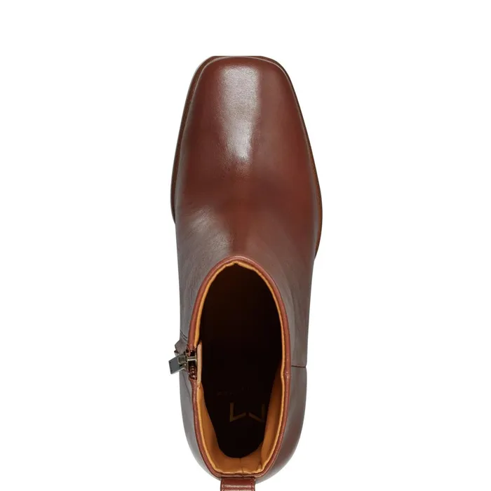 Women Marc Fisher Boots and Booties Floria Square Toe Bootie Tan Leather