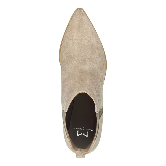 Women Marc Fisher Boots and Booties Yale Pointy Toe Chelsea Bootie Taupe Suede