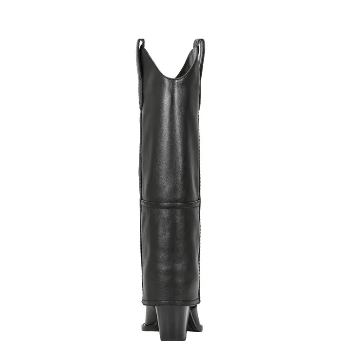 Women Marc Fisher Boots Harlo Foldover Western Boot Black Leather