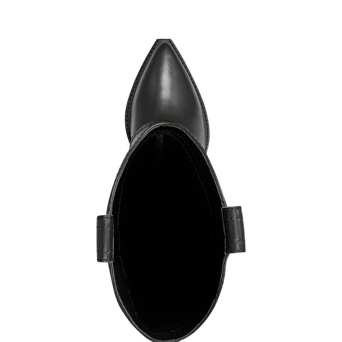 Women Marc Fisher Boots Harlo Foldover Western Boot Black Leather