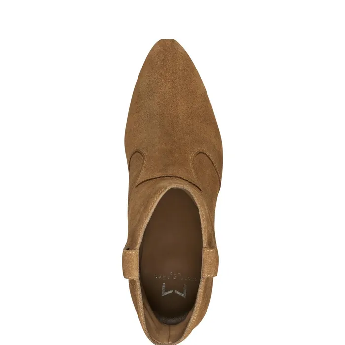Women Marc Fisher Casual Boots Carissa Heeled Western Bootie Cognac Suede
