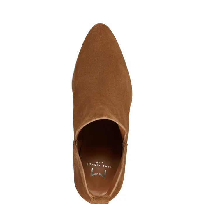 Women Marc Fisher Casual Boots Tanilla Heeled Bootie Camel Suede