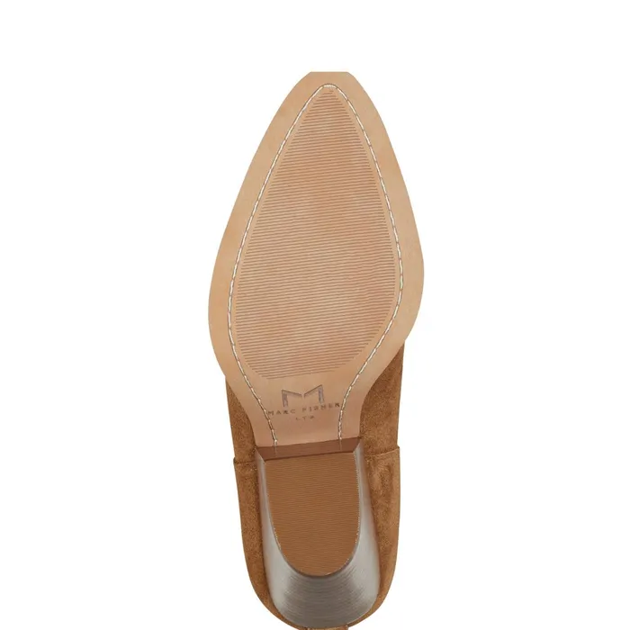 Women Marc Fisher Casual Boots Tanilla Heeled Bootie Camel Suede