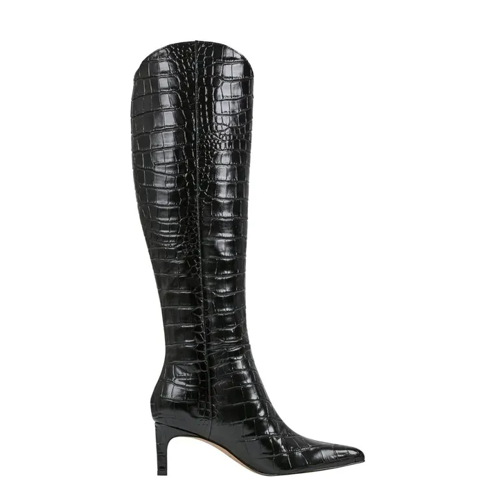 Women Marc Fisher Dress Boots Quinnie Dress Boot Black Croco Leather