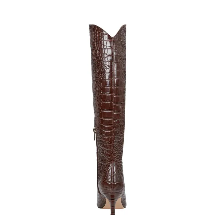 Women Marc Fisher Dress Boots Quinnie Dress Boot Brown Croco