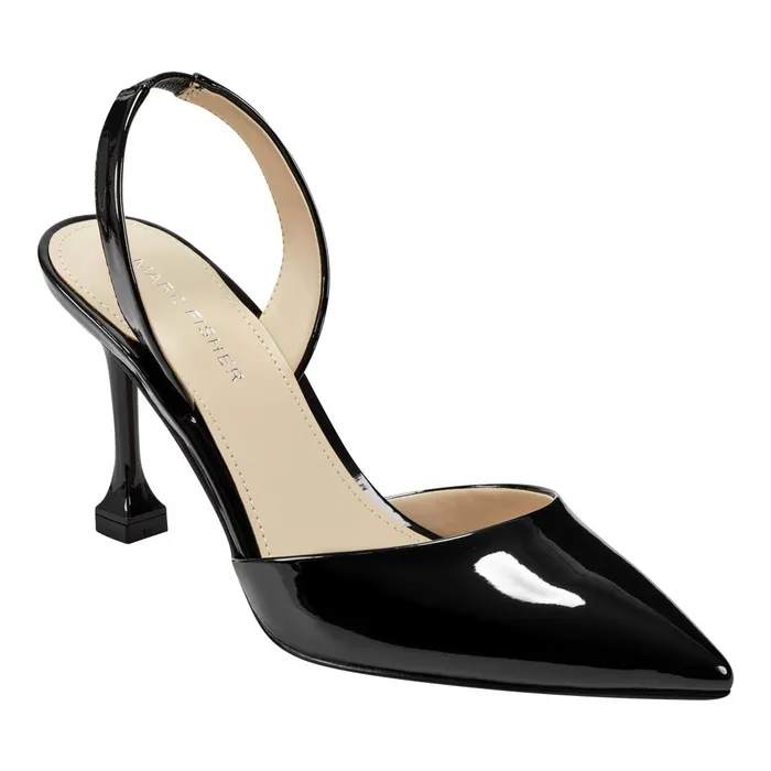Women Marc Fisher Heels and Pumps Hadya Slingback Pump Black Patent