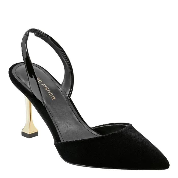 Women Marc Fisher Heels and Pumps Hadya Slingback Pump Black Velvet