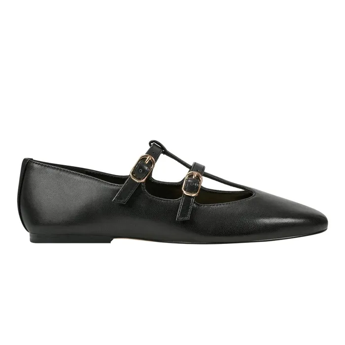 Women Marc Fisher Loafers and Flats Evie Ballet Flat Black Leather