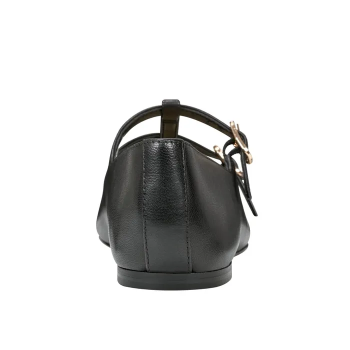 Women Marc Fisher Loafers and Flats Evie Ballet Flat Black Leather