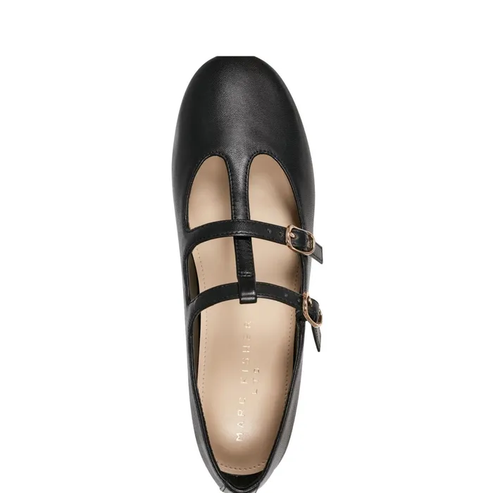 Women Marc Fisher Loafers and Flats Evie Ballet Flat Black Leather