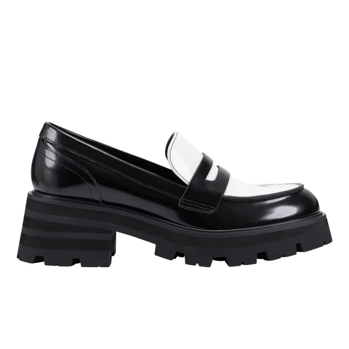 Women Marc Fisher Loafers and Flats Latika Lug Sole Loafer Black And White