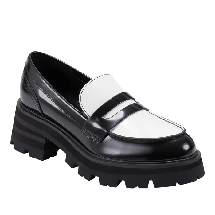 Women Marc Fisher Loafers and Flats Latika Lug Sole Loafer Black And White