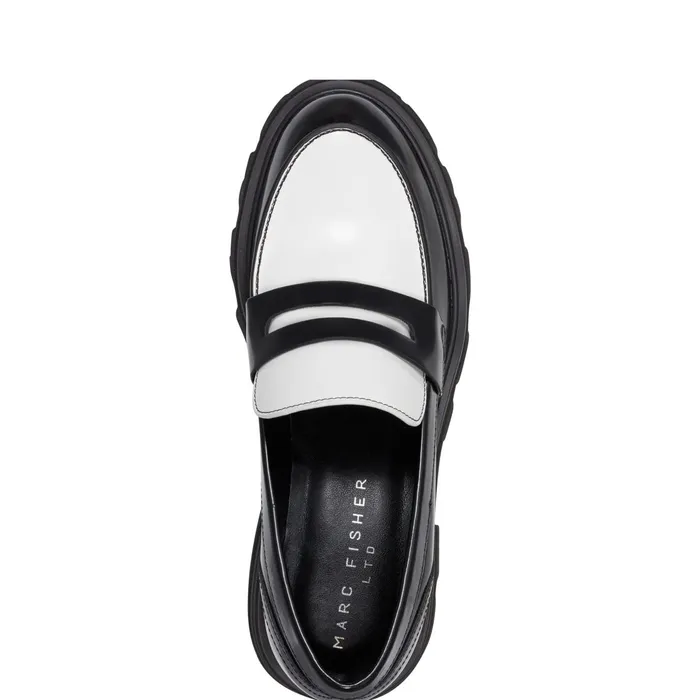 Women Marc Fisher Loafers and Flats Latika Lug Sole Loafer Black And White