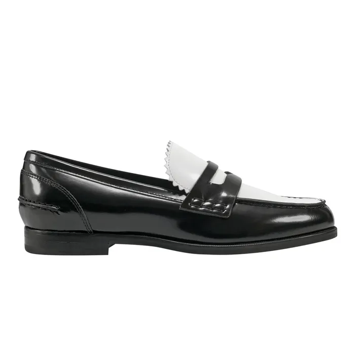 Women Marc Fisher Loafers and Flats Milton Loafer Blackwhite Leather