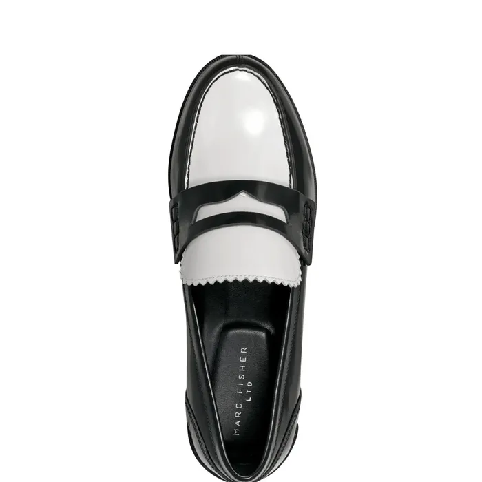 Women Marc Fisher Loafers and Flats Milton Loafer Blackwhite Leather