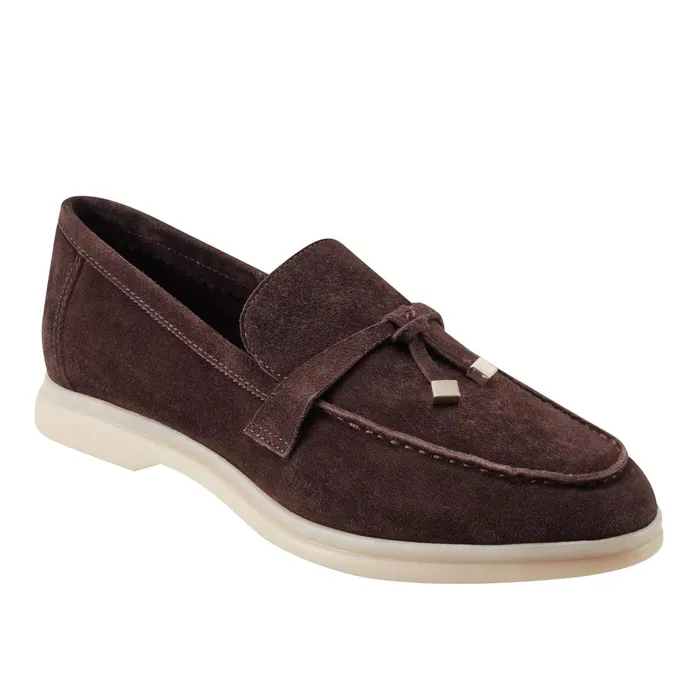 Women Marc Fisher Loafers and Flats Yanelli Casual Loafer Dark Brown Suede