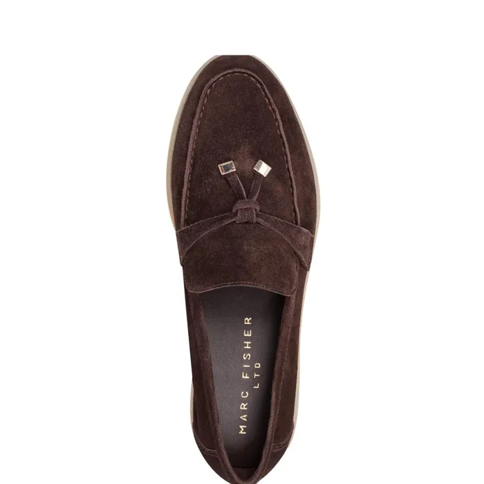 Women Marc Fisher Loafers and Flats Yanelli Casual Loafer Dark Brown Suede